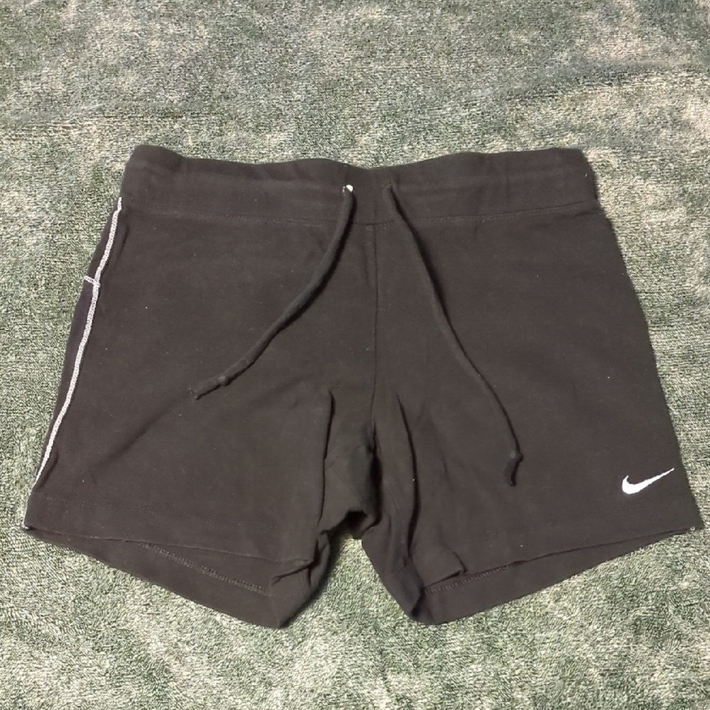 Nike Black Women's Drawstring Athletic Shorts with White Swoosh